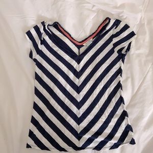 Boden size 6 cap sleeve v neck striped tee